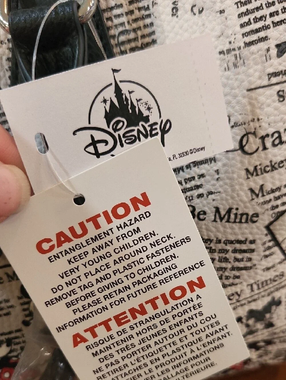 Disney Black & White Newspaper Print Satchel - Picture 2 of 5